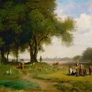 Carl Spitzweg | Landskab nær München med hyrde - 1835 | Indrammet kunsttryk | Romantik | formida
