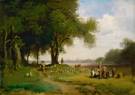 Carl Spitzweg | Landskab nær München med hyrde - 1835 | Indrammet kunsttryk | Romantik | formida