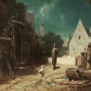 Carl Spitzweg | Nachtwächter bei Mondschein - 1870 | Gerahmter Kunstdruck | Romantik | formida