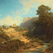 Carl Spitzweg – Italienische Landschaft 1859 | Giclée Kunstdruck gerahmt
