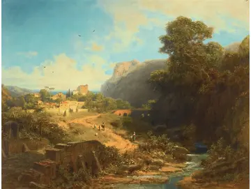 Carl Spitzweg – Italienische Landschaft 1859 | Giclée Kunstdruck gerahmt