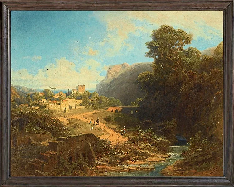 Carl Spitzweg – Italienische Landschaft 1859 | Giclée Kunstdruck gerahmt