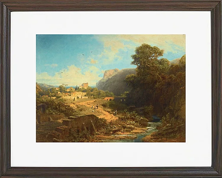 Carl Spitzweg – Italienische Landschaft 1859 | Giclée Kunstdruck gerahmt