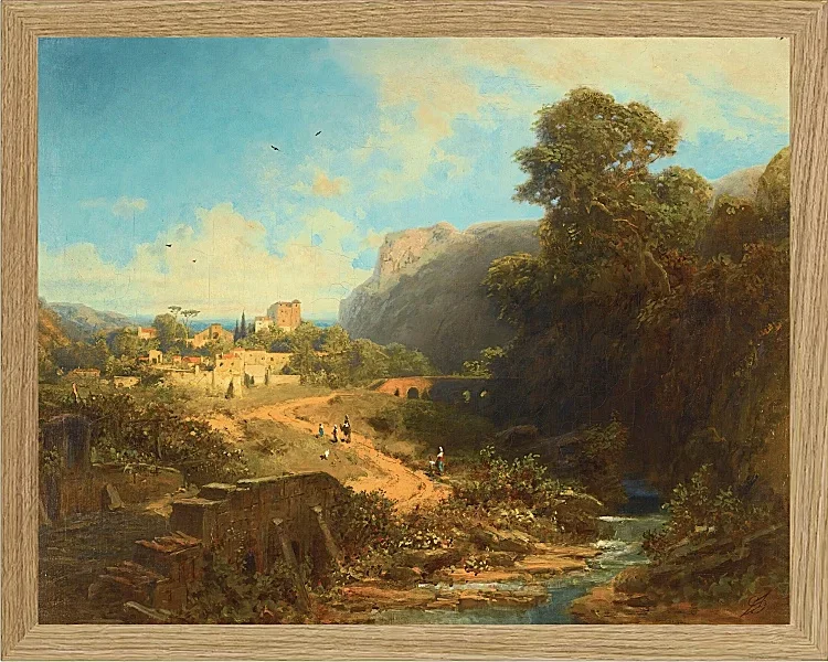 Carl Spitzweg – Italienische Landschaft 1859 | Giclée Kunstdruck gerahmt