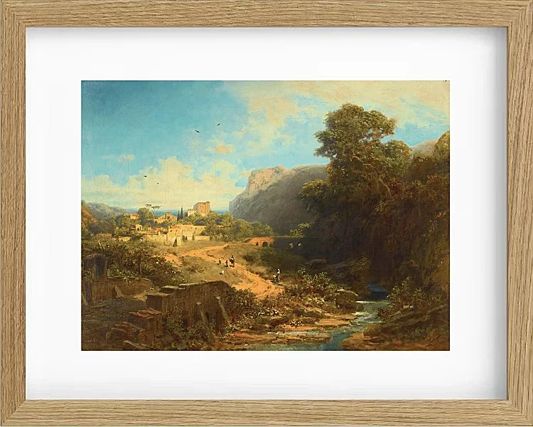 Carl Spitzweg – Italienische Landschaft 1859 | Giclée Kunstdruck gerahmt