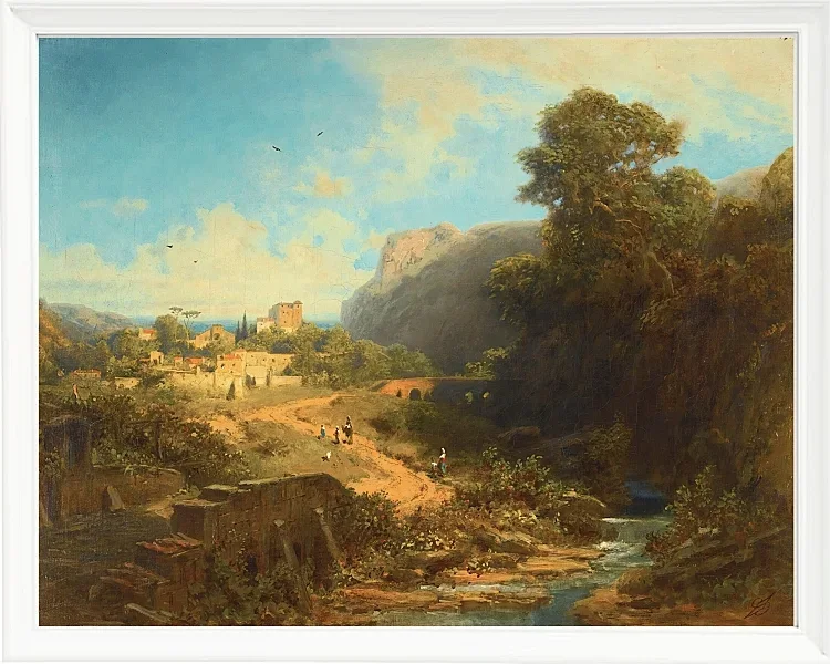 Carl Spitzweg – Italienische Landschaft 1859 | Giclée Kunstdruck gerahmt