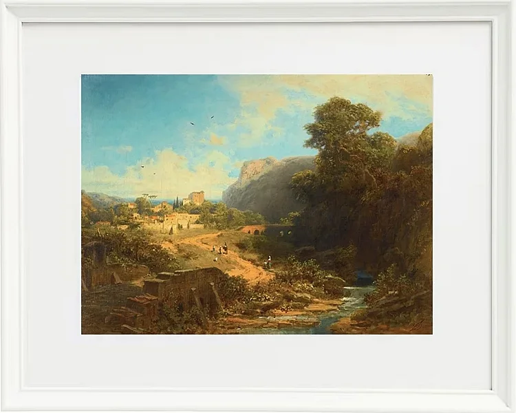 Carl Spitzweg – Italienische Landschaft 1859 | Giclée Kunstdruck gerahmt