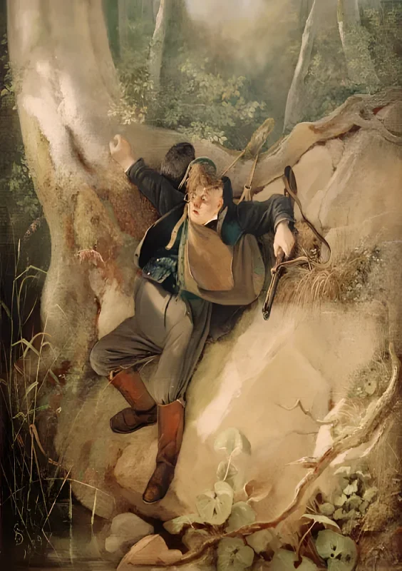 Carl Spitzweg | Jagtulykke - 1839 | Indrammet kunsttryk | Romantik | formida