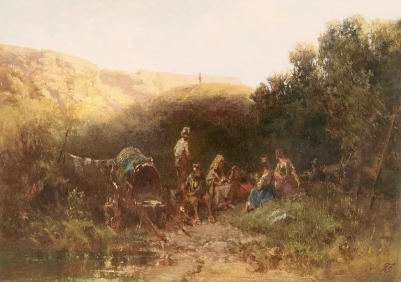Carl Spitzweg | Resten af de herreløse - 1870 | Indrammet kunsttryk | Romantik | formida