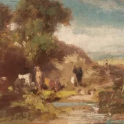 Carl Spitzweg | Landskab med køer - 1875 | Indrammet kunsttryk | Romantik | formida