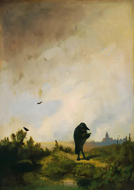 Carl Spitzweg | Ravnen - 1840 | Indrammet kunsttryk | Romantik | formida