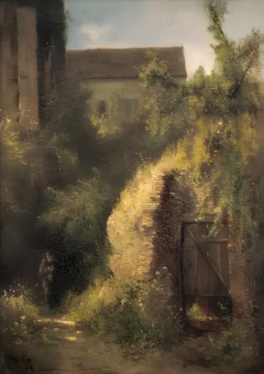 Carl Spitzweg | Munkestrikning ved kasematten - 1845 | Indrammet kunsttryk | Romantik | formida