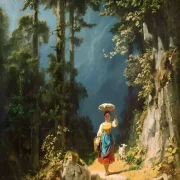 Carl Spitzweg | Pige med ged - 1861 | Indrammet kunsttryk | Romantik | formida