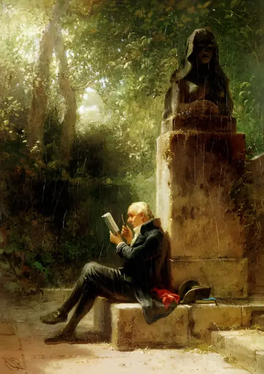 Carl Spitzweg | Der Philosoph im Park - 1852 | Gerahmter Kunstdruck | Romantik | formida