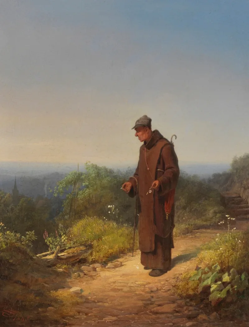 Carl Spitzweg – Mönch, sie liebt mich von Herzen 1848 | Giclée Kunstdruck gerahmt