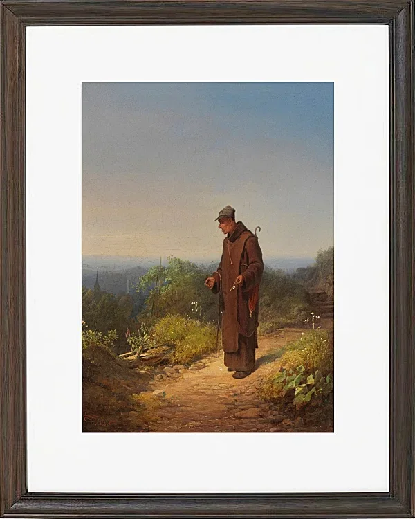 Carl Spitzweg – Mönch, sie liebt mich von Herzen 1848 | Giclée Kunstdruck gerahmt