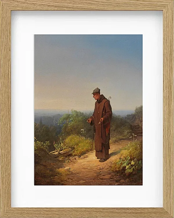 Carl Spitzweg – Mönch, sie liebt mich von Herzen 1848 | Giclée Kunstdruck gerahmt