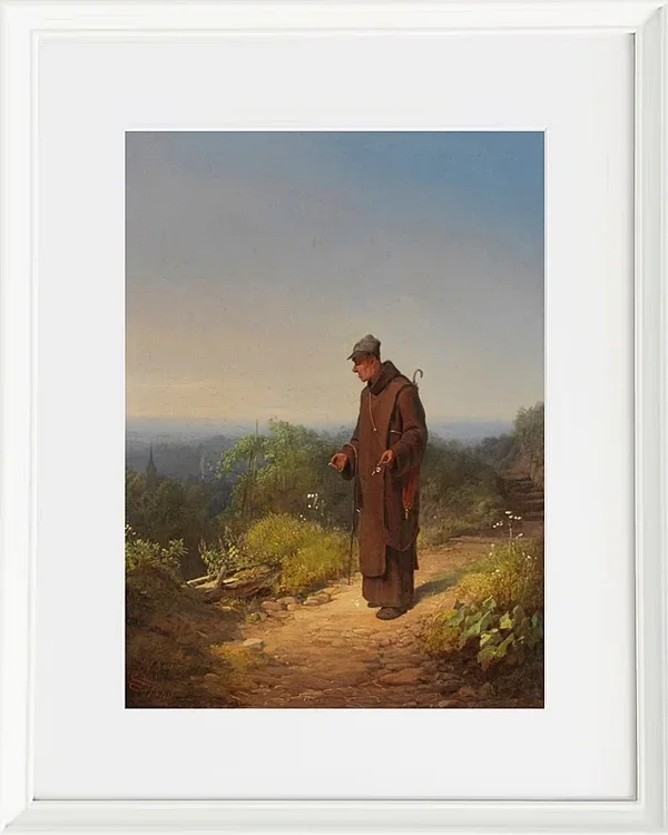 Carl Spitzweg – Mönch, sie liebt mich von Herzen 1848 | Giclée Kunstdruck gerahmt