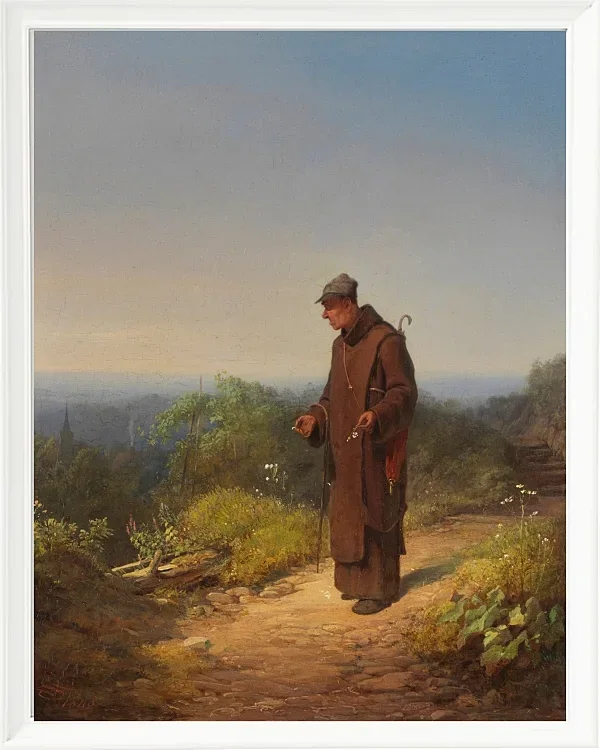 Carl Spitzweg – Mönch, sie liebt mich von Herzen 1848 | Giclée Kunstdruck gerahmt