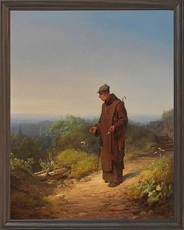 Carl Spitzweg – Mönch, sie liebt mich von Herzen 1848 | Giclée Kunstdruck gerahmt