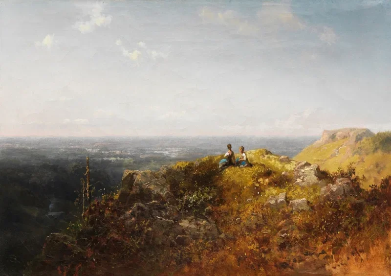 Carl Spitzweg | To Dirndler på Alm - 1870 | Indrammet kunsttryk | Romantik | formida