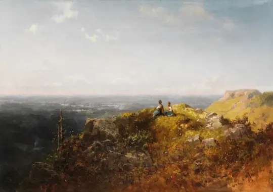 Carl Spitzweg | To Dirndler på Alm - 1870 | Indrammet kunsttryk | Romantik | formida