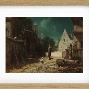 Carl Spitzweg – Nachtwächter bei Mondschein 1870 | Giclée Kunstdruck gerahmt