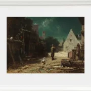 Carl Spitzweg – Nachtwächter bei Mondschein 1870 | Giclée Kunstdruck gerahmt