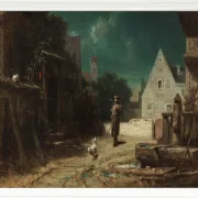 Carl Spitzweg – Nachtwächter bei Mondschein 1870 | Giclée Kunstdruck gerahmt