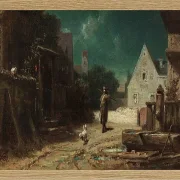 Carl Spitzweg – Nachtwächter bei Mondschein 1870 | Giclée Kunstdruck gerahmt