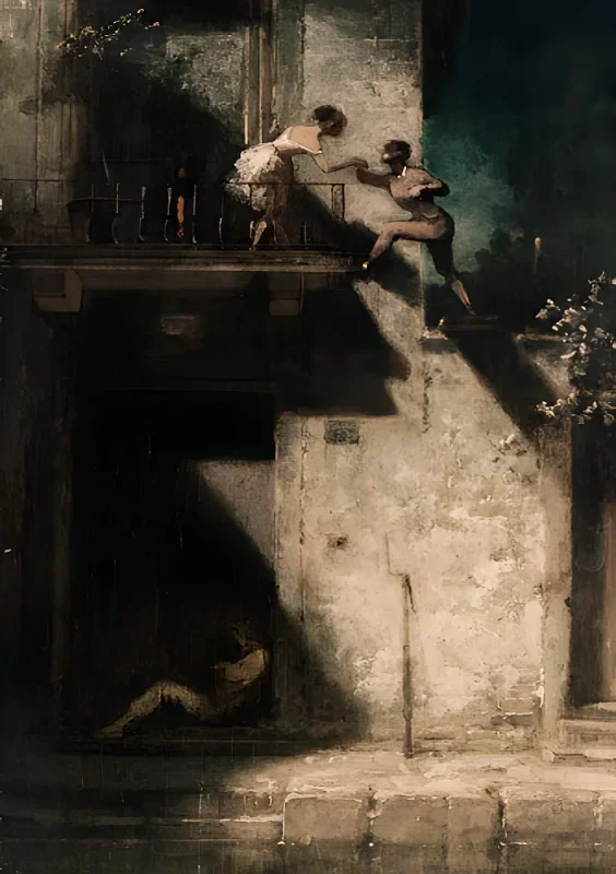 Carl Spitzweg | Pjerrot og Columbine - 1875 | Indrammet kunsttryk | Romantik | formida