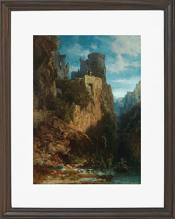 Carl Spitzweg – Nixenfang 1860 | Giclée Kunstdruck gerahmt