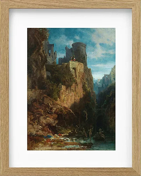 Carl Spitzweg – Nixenfang 1860 | Giclée Kunstdruck gerahmt