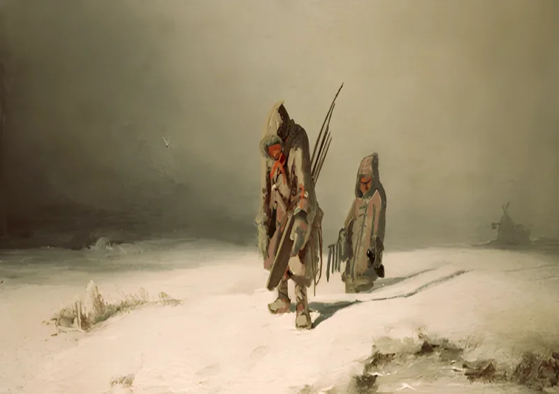 Carl Spitzweg | Polargegend, die Eskimos - 1850 | Gerahmter Kunstdruck | Romantik | formida
