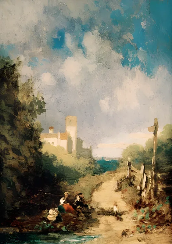 Carl Spitzweg | Rast am Feldweg - 1830 | Gerahmter Kunstdruck | Romantik | formida