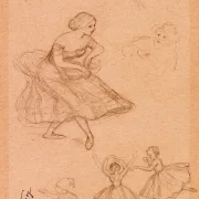 Carl Spitzweg | Studieark med balletdansere og dværge - 1860 | Indrammet kunsttryk | Romantik | formida