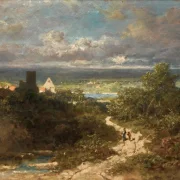 Carl Spitzweg | Landskab med flod - 1865 | Indrammet kunsttryk | Romantik | formida