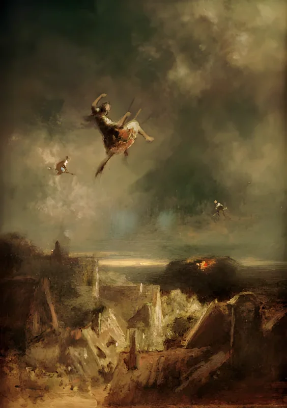 Carl Spitzweg | Hexenritt - 1875 | Gerahmter Kunstdruck | Romantik | formida