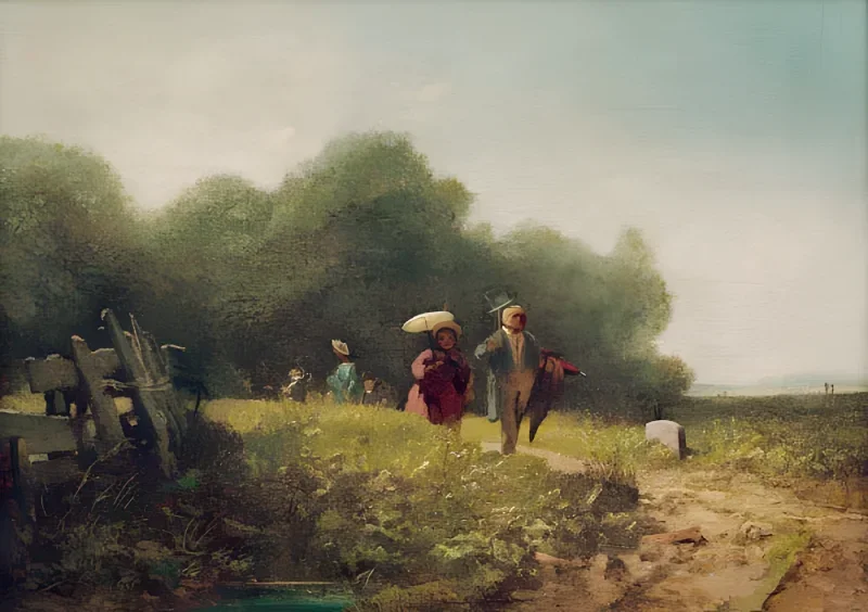 Carl Spitzweg | Sonntagsspaziergang - 1850 | Gerahmter Kunstdruck | Romantik | formida