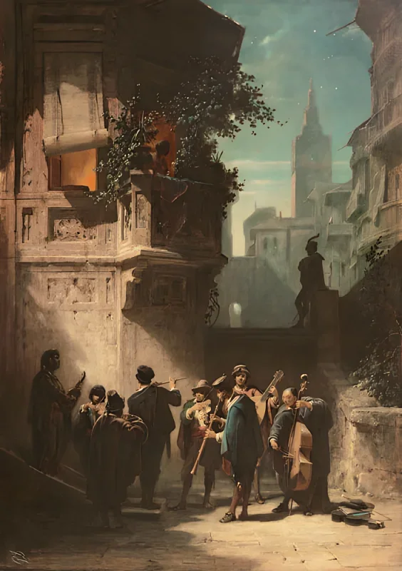 Carl Spitzweg | Spanske Stænger - 1856 | Indrammet kunsttryk | Romantik | formida