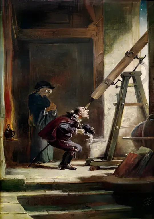 Carl Spitzweg | Der Astrologe – 1851 | Gerahmter Kunstdruck | Romantik | formida