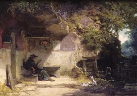 Carl Spitzweg | Eremitten foran sin eremitage - 1844 | Indrammet kunsttryk | Romantik | formida