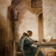 Carl Spitzweg | Studierender Mönch - 1852 | Gerahmter Kunstdruck | Romantik | formida