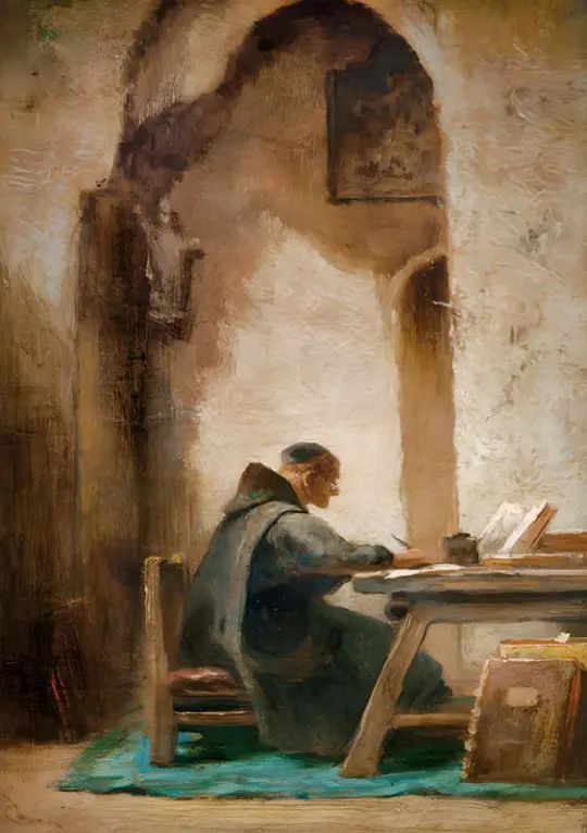 Carl Spitzweg | Studierender Mönch - 1852 | Gerahmter Kunstdruck | Romantik | formida