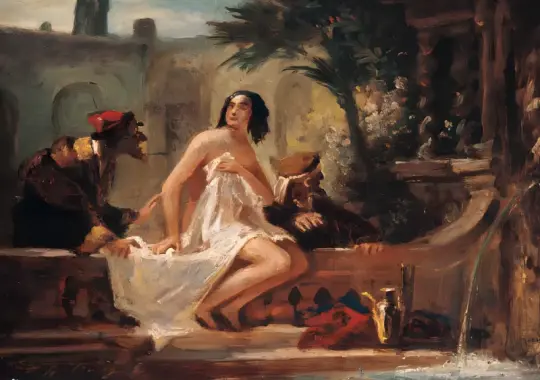 Carl Spitzweg | Susanna ved badet og de gamle mennesker - 1849 | Indrammet kunsttryk | Romantik | formida