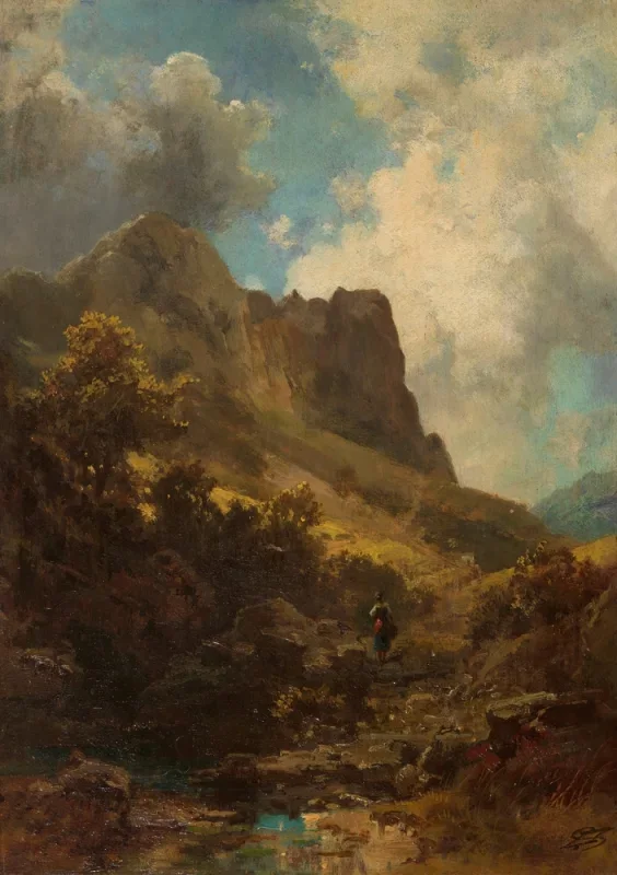 Carl Spitzweg | Kløft med mejeryme - 1875 | Indrammet kunsttryk | Romantik | formida