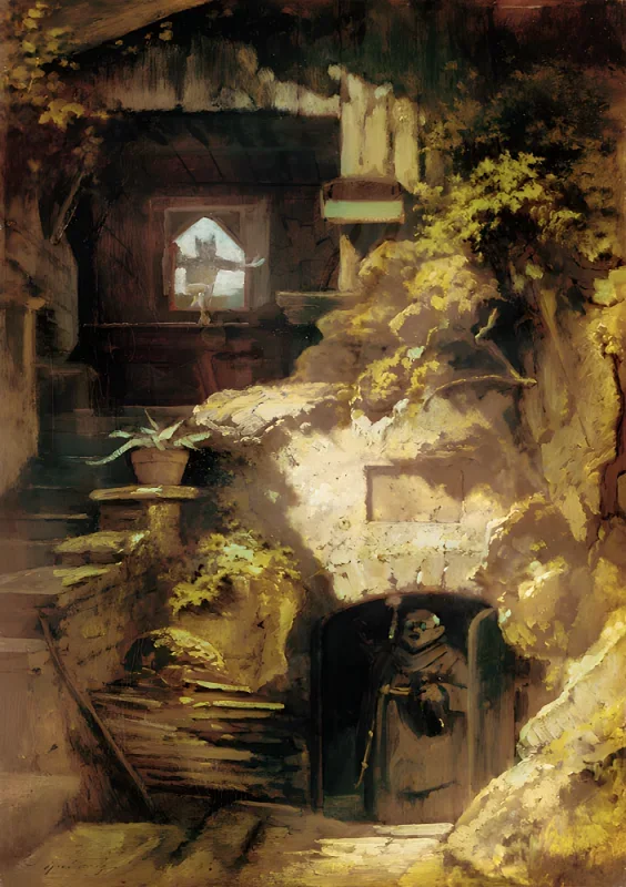 Carl Spitzweg | Djævelpåkaldelse - 1875 | Indrammet kunsttryk | Romantik | formida