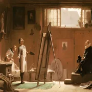 Carl Spitzweg | Portrætmaleren - 1860 | Indrammet kunsttryk | Romantik | formida