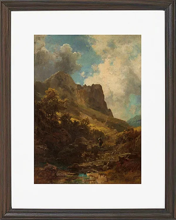 Carl Spitzweg – Talschlucht mit Sennerin 1875 | Giclée Kunstdruck gerahmt