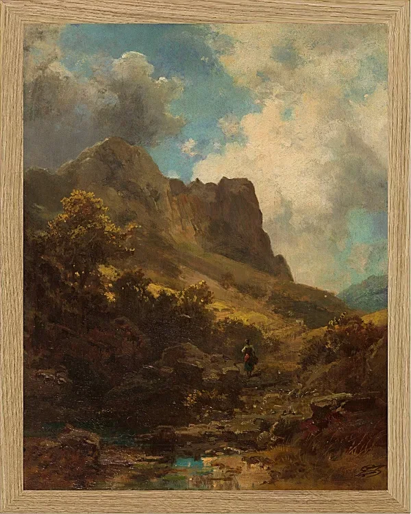Carl Spitzweg – Talschlucht mit Sennerin 1875 | Giclée Kunstdruck gerahmt